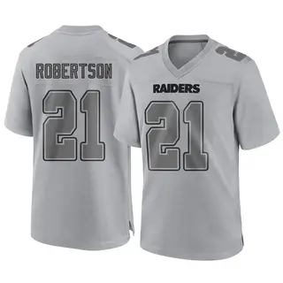 LAS VEGAS RAIDERS AMIK ROBERTSON #21 SIGNED SEWN STITCHED BLACK JERSEY JSA  CERT